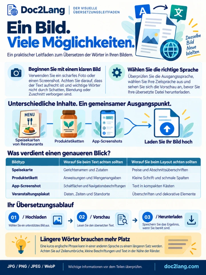 Mit Doc2Lang Pro ins Deutsche übersetztes Poster neben der englischen Ausgangsversion